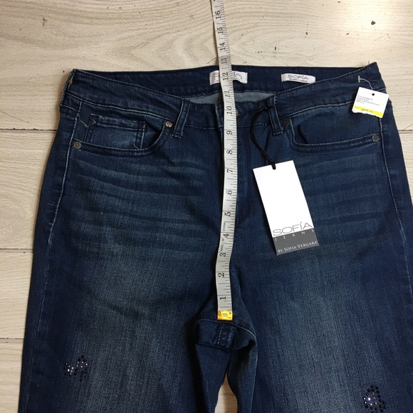 Sofia Vergara Women Mid Rise Skinny Ankle Blue Jeans SZ 12 NWT - Picture 7 of 11